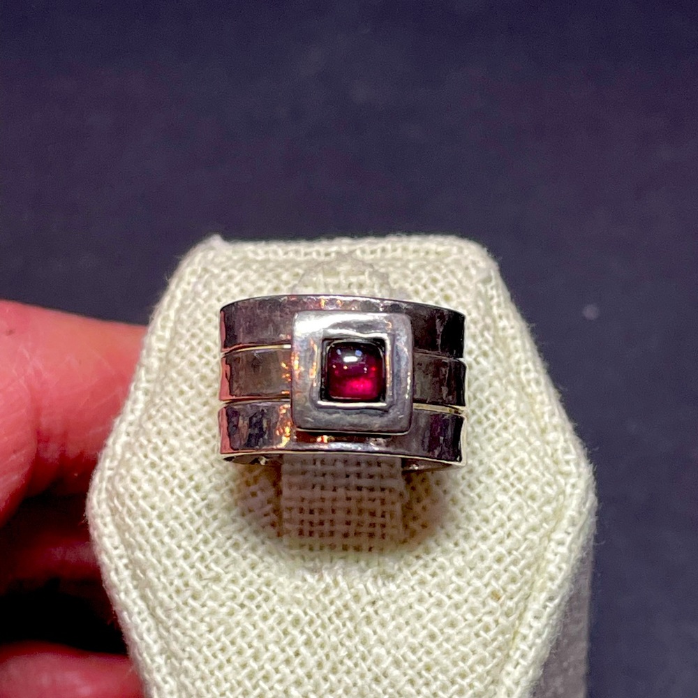 Silpada sterling silver garnet stacking rings